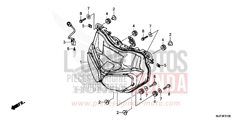 SCHEINWERFER von Africa Twin VICTORY RED (R334B) von 2017